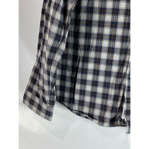 GOODFELLOW & CO Men's Cream/Blue Plaid Slim-Fit Button-Up Long Sleeve Shirt SZXL - Picture 8 of 11